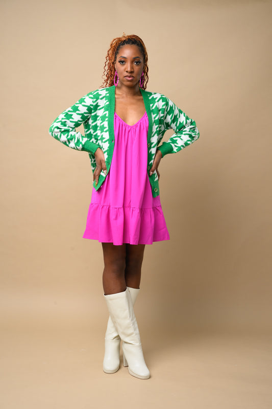 Houndstooth Pattern Cardigan