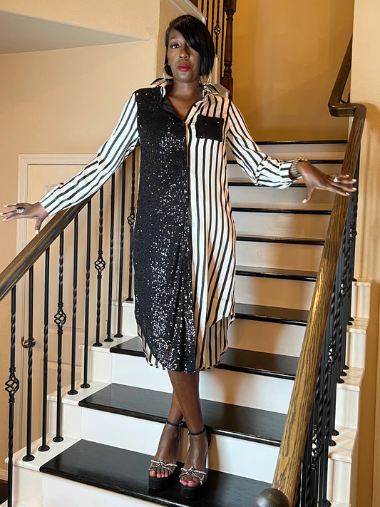 Sequin Pocket Sexy Stripe